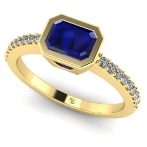 Inel de logodna cu safir natural emerald si diamante din aur ES216