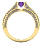 Inel logodna cu ametist oval si diamante aur galben 750 ES198