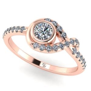 Inel logodna cu diamante din aur roz ES394