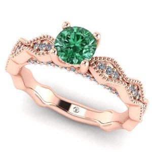 Inel de logodna cu diamant verde din aur roz 18k ES215
