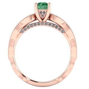 Inel de logodna cu diamant verde din aur roz ES215