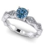 Inel logodna din aur alb cu diamant albastru 0.50 ct ES215
