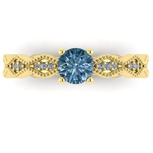Inel de logodna cu diamant albastru model vintage din aur ES215