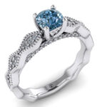 Inel logodna cu diamant albastru model vintage din aur ES215
