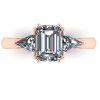 Inel de logodna triologi cu diamant emerald si diamante triunghi din aur roz ES173