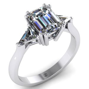 Inel de logodna cu diamant emerald si triunghi din aur 14k ES173
