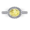 Inel de logodna cu diamant oval galben si diamante halo din aur 18k ES314