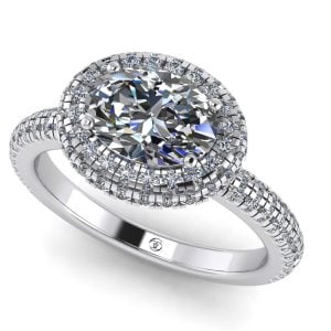 Inel de logodna cu diamant oval din aur alb ES314