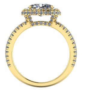 Inel de logodna din aur galben cu diamante naturale model halo ES314