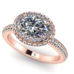 Inel de logodna cu diamant oval 1 carat cu certificat GIA din aur roz ES314
