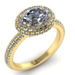 Inel de logodna cu diamante model halo din aur ES314