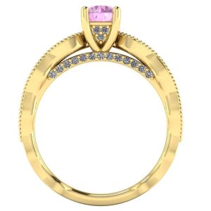 Inel de logodna cu diamant roz din aur 750 galben ES215