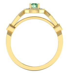 Inel logodna cu diamant verde si diamante incolore aur 18K ES294