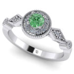 Inel de logodna cu diamant verde si diamante din aur alb ES294
