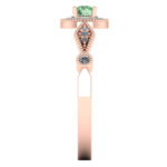 Inel de logodna cu diamant verde si diamante filigram ES294