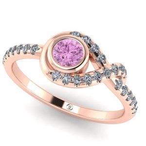 Inel de logodna din aur roz si diamante albe din aur rose ES394