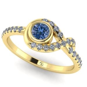 Inel de logodna cu diamant albastru din aur ES394