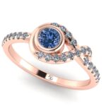 Inel de logodna cu diamante si diamant albastru intens titlu aur 18k ES394