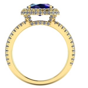 Inel de logodna cu safir oval si diamante din aur galben 18k ES314