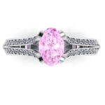 Inel logodna cu safir oval roz si diamante aur 18k ES198