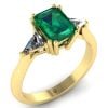 Inel de logodna cu smarald emerald forma si triunghi diamante din aur ES173