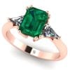 Inel logodna cu smarald dreptunghi si diamante triunghi din aur ES173