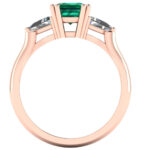 Inel logodna aur roz 18k cu smarald dimensiune 8x6 mm si diamante ES173