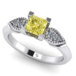 Inel de logodna cu diamant patat galben din aur alb ES194