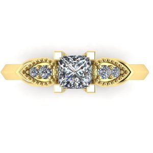 Inel de logodna cu diamant patrat din aur galben masura 53 ES194