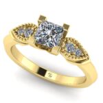 Inel de logodna cu diamant patrat vintage din aur ES194