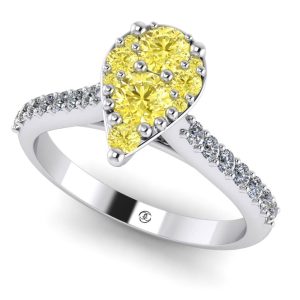 Inel cu diamante galbene si diamante aur 18k logodna ES368