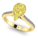 Inel cu diamante galbene pave si diamante aur 18k logodna ES368