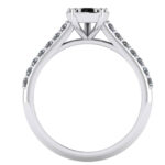 Inel de logodna cu diamante negre pave forma lacrima si diamante albe din aur ES368