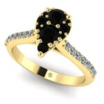 Inel logodna cu aur 18k diamante negre si diamante albe ES368