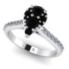 Inel de logodna cu diamante negre si diamante albe din aur alb 14K ES368