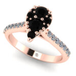 Inel de logodna cu diamante negre din aur roz model pave ES368