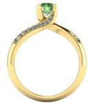 Inel logodna rasucit cu diamant verde si diamante ES286