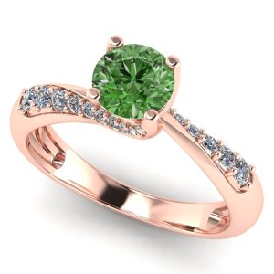 Inel logodna rasucit cu diamant verde 0.50 ct ES286