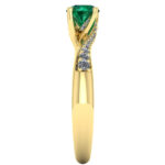 Inel logodna rasucit cu smarald 6 mm si diamante INCOLOREES286