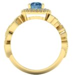 Inel logodna cu diamant albastru si diamante incolore din aur ES291
