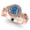 Inel logodna vintage cu diamant albastru claritate VVS din aur ES291