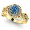 Inel logodna model vintage cu diamant albastru 0.80 carate ES291