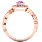Inel de logodna vintage cu diamant roz si diamante secundare din aur roz ES291