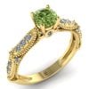 Inel de logodna din aur galben cu diamant verde si alb model vintage ES287