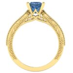 Inel model art deco cu diamant albastru si diamante din aur ES289
