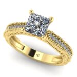 Inel de logodna vintage retro cu diamante din aur ES289