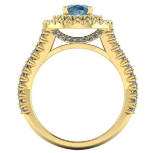 Inel diamant albastru oval si diamante din aur 18k ES281