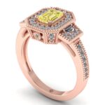 Inel logodna cu diamant galben din aur roz colectia halo ES298