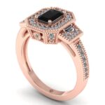 Inel logodna din aur roz cu diamant negru 0.70 ct si diamante sec 0.60 ct ES298