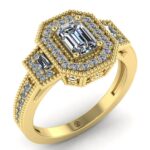 Inel cu diamant emerald din aur galben de logodna ES298